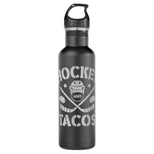 Hockey And Tacos Puck Net Goal Goaltender Goalie  Stainless Steel Water Bottle
