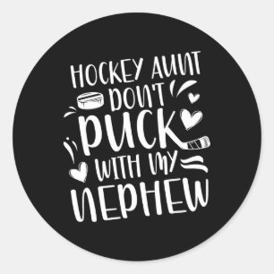 Hockey Aunt Of A Hockey Player Funny Hockey Auntie Classic Round Sticker