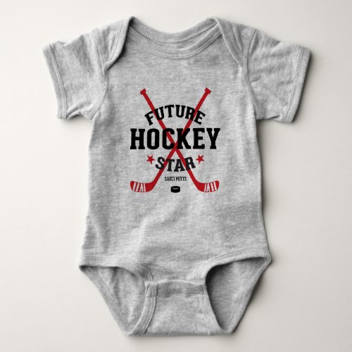 Hockey Baby Bodysuit Future Hockey Star Red Sticks