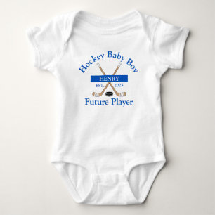 Hockey Baby Boy Future Player Blue Name Year Born Bodysuit
