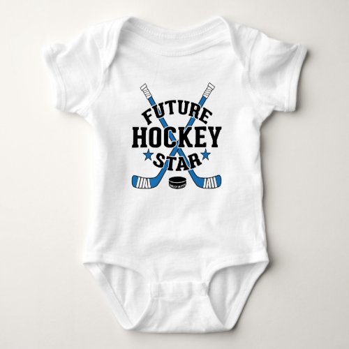 Hockey Baby Future Hockey Star Blue Hockey Sticks Baby Bodysuit