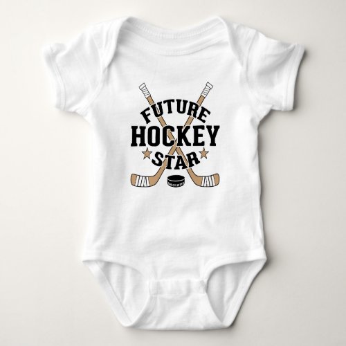 Hockey Baby Future Hockey Star Brown Hockey Sticks Baby Bodysuit