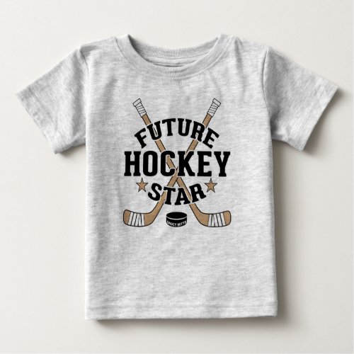 Hockey Baby Future Hockey Star Brown Hockey Sticks Baby T_Shirt