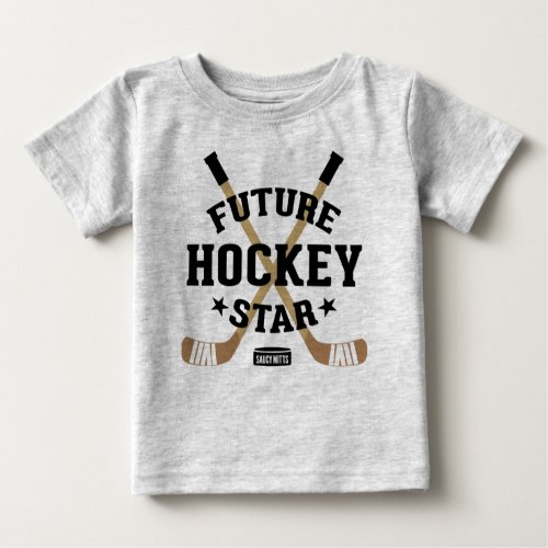 Hockey Baby Future Hockey Star Player Brown Sticks Baby T_Shirt