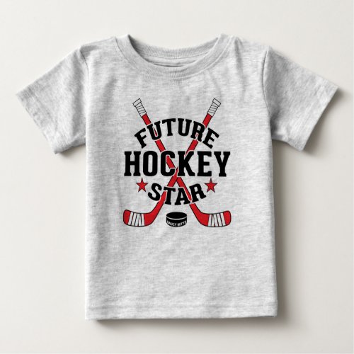 Hockey Baby Future Hockey Star Red Hockey Sticks Baby T_Shirt