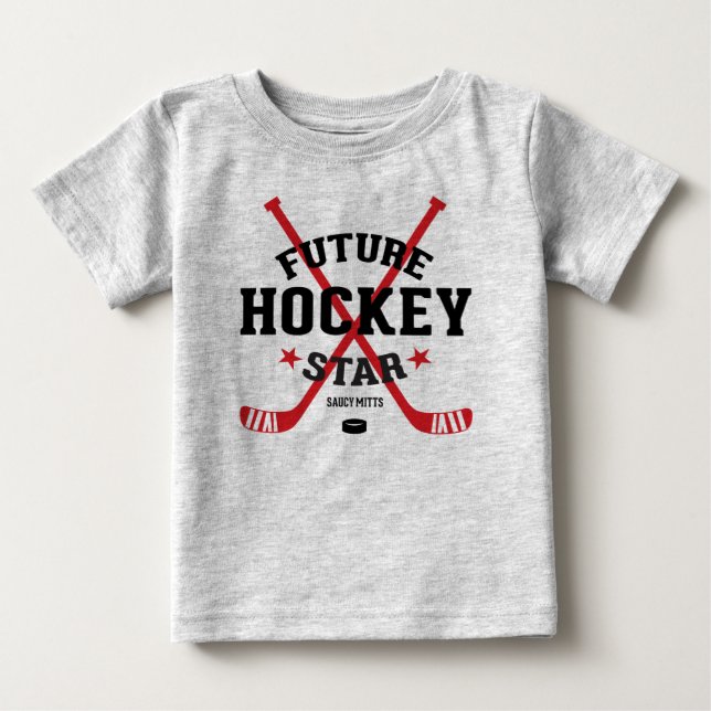 Hockey Baby Future Hockey Star Red Sticks Baby T-Shirt (Front)