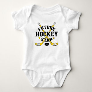 Hockey Baby Future Hockey Star Yellow Sticks Puck Bodysuit