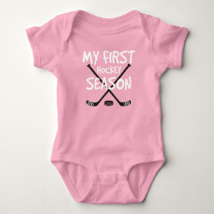 Hockey Baby Girl My First Hockey Season Sticks Bodysuit