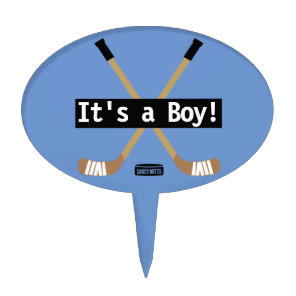 Hockey Baby It's a boy Blue Hockey Sticks Cake Topper