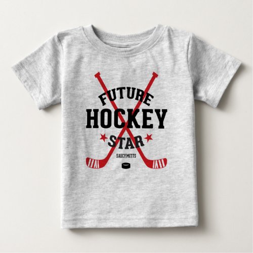 Hockey Baby Jersey Future Hockey Star Red Sticks Baby T_Shirt