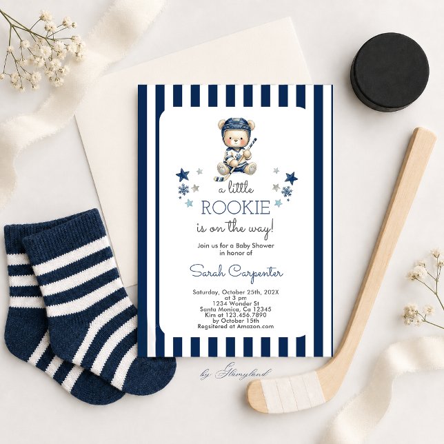 Hockey Baby Shower Boy Invitation (Creator Uploaded)