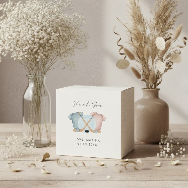 Hockey baby shower, ice hockey gender reveal, favor boxes (hockey gender reveal favor box)