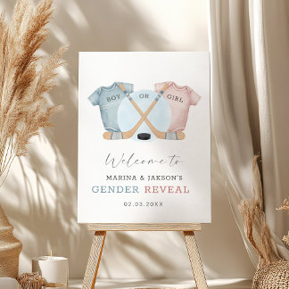 hockey baby shower, ice hockey welcome sign