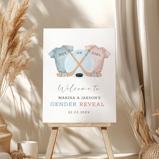 hockey baby shower, ice hockey welcome sign (hockey gender reveal welcome sign
)