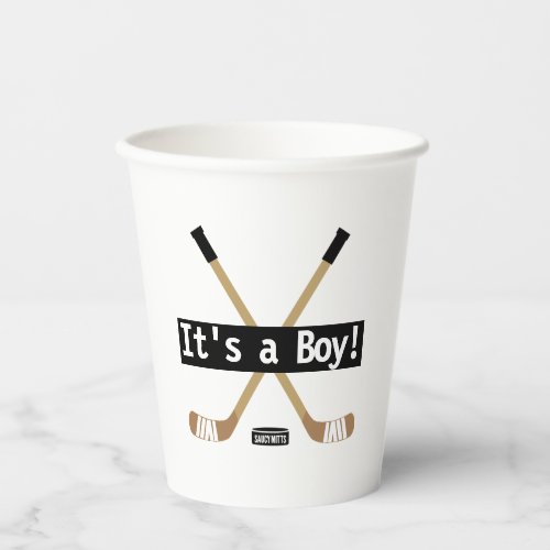 Hockey Baby Shower Its a Boy Girl Hockey Sticks Paper Cups