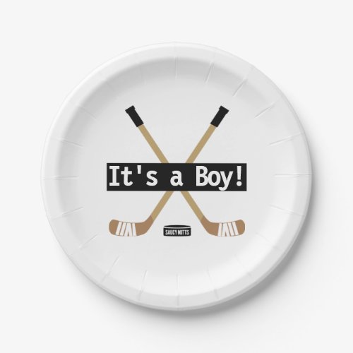 Hockey Baby Shower Its a Boy Girl Hockey Sticks Paper Plates