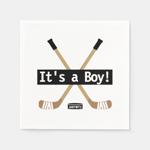 Hockey Baby Shower Its a Boy Hockey Sticks Napkins