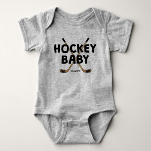 Hockey Baby with Hockey Sticks Funny Cute Infant Baby Bodysuit