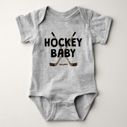 Hockey Baby with Hockey Sticks Funny Cute Infant Baby Bodysuit