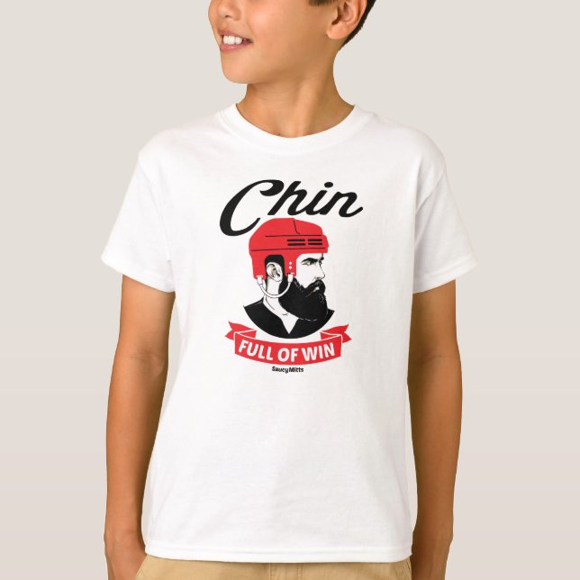 Hockey Beard Chin Full of Win Youth T-Shirt (Front)