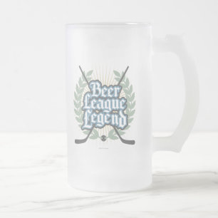 Hockey Beer League Legend Frosted Glass Beer Mug