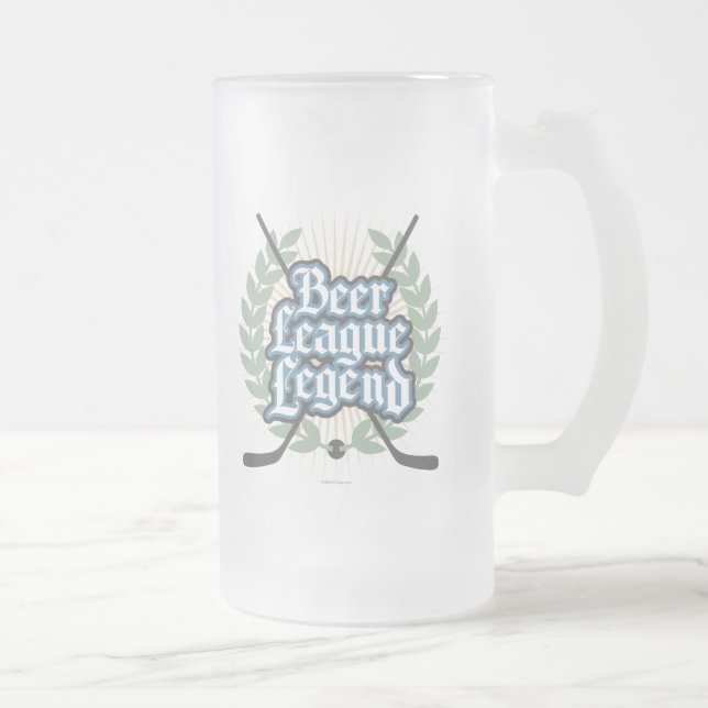 Hockey Beer League Legend Frosted Glass Beer Mug (Right)