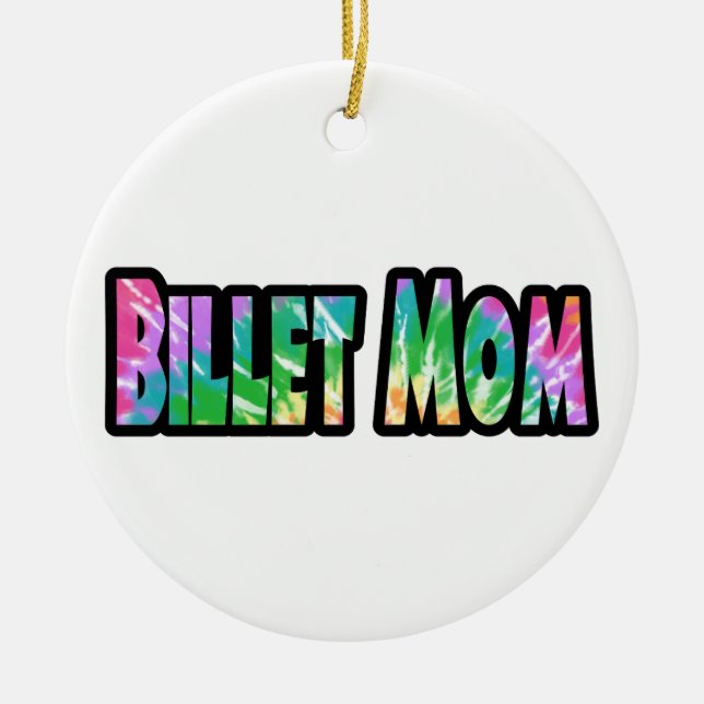 Hockey Billet Mom Tie Dye Ceramic Ornament (Front)