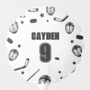 Hockey Birthday black and white  Balloon