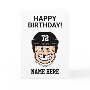 Hockey Birthday Cartoon Hockey Player Number Name Card
