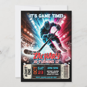 Hockey Birthday Invitation   Hockey Ticket Theme