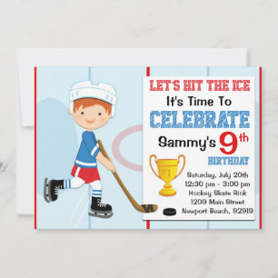 Hockey Birthday Party Invitation Red Hair