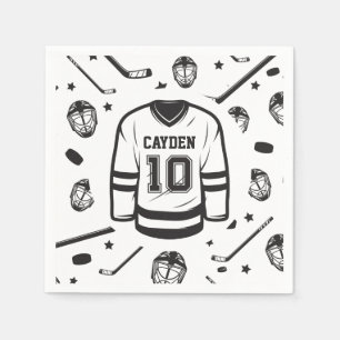Hockey black and White 10th Birthday Napkins