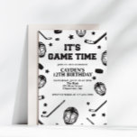 Hockey black and White Birthday Invitation<br><div class="desc">Black and White Hockey Birthday.</div>