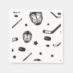 Hockey black and White Birthday Napkins