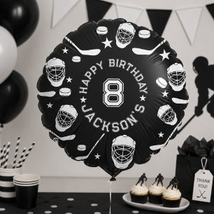 Hockey black and White Themed Kids Birthday Party Balloon