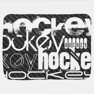 Hockey; Black & Dark Gray Stripes Swaddle Blanket