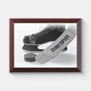 Hockey Black Skates Personalized Award Plaque