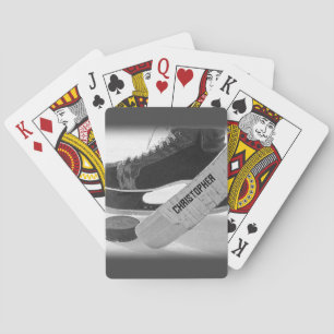 Hockey Black Skates Personalized Poker Cards