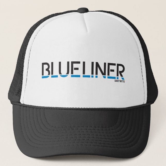Hockey Blueliner Defense Hockey Player Trucker Hat (Front)