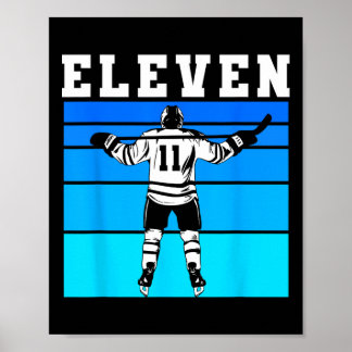 Hockey Boy 11th Birthday Eleven Ice Hockey Birthda Poster