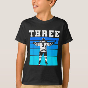 Hockey Boy 3rd Birthday Three Ice Hockey Birthday T-Shirt