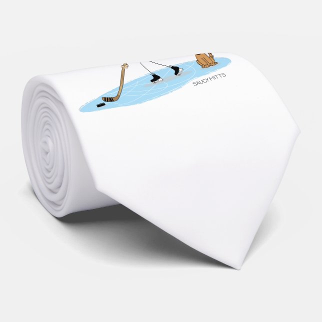 Hockey Boy Cartoon Tie (Rolled)
