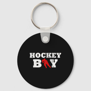 Hockey Boy Player Silhouette Sport Gift Keychain