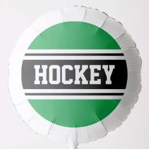 HOCKEY Bright Green Black White Racing Stripes Balloon