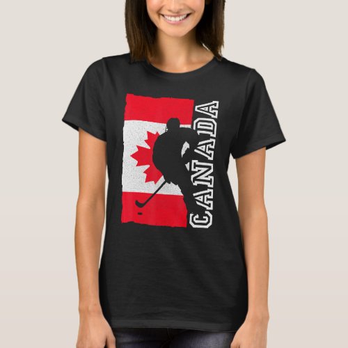 Hockey Canadian Patriotic Flag T_Shirt