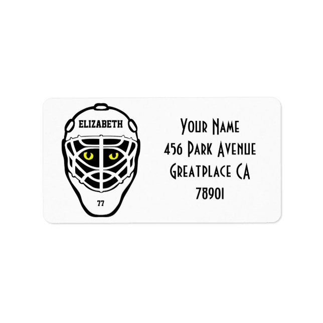 Hockey Cat Eyes Helmet Address Lable Label (Front)