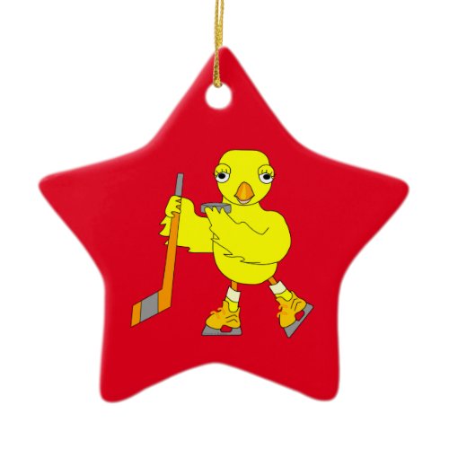 Hockey Chick Ceramic Ornament