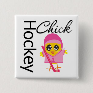 Hockey Chick Pinback Button