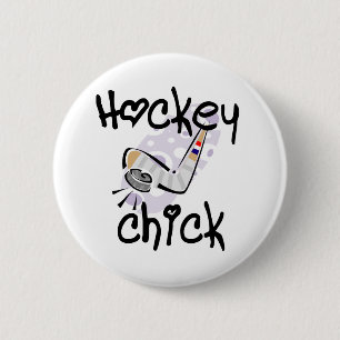 Hockey Chick T-shirts and Gifts Button