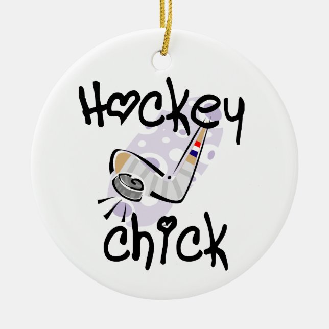 Hockey Chick T-shirts and Gifts Ceramic Ornament (Front)
